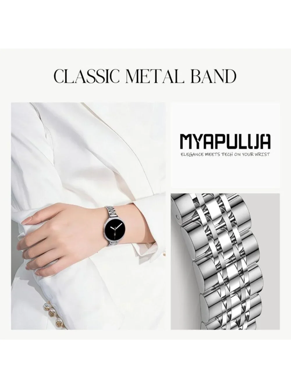 Stylish Slim Stainless Steel Bands for Samsung Galaxy Watch 8, 40mm/44mm